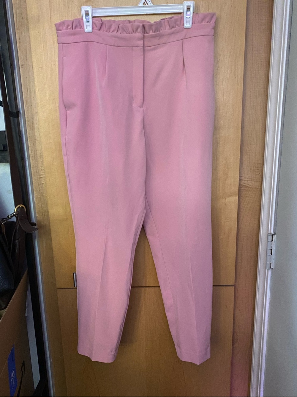 Express High Waist Pink Paperbag Tapered Ankle Trousers Pants Pink Size 12 R